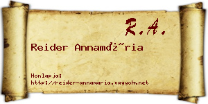 Reider Annamária névjegykártya
