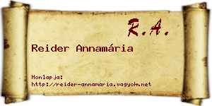 Reider Annamária névjegykártya